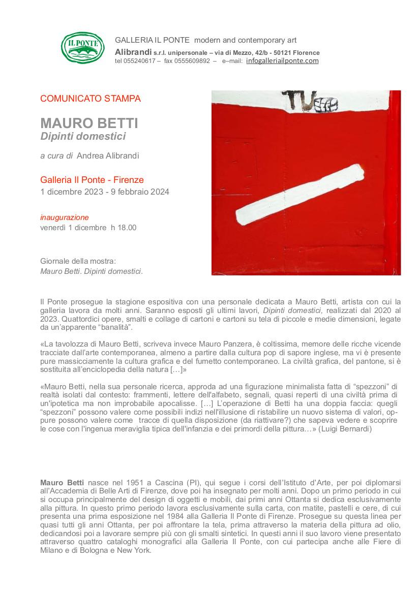 Mauro Betti. Dipinti domestici